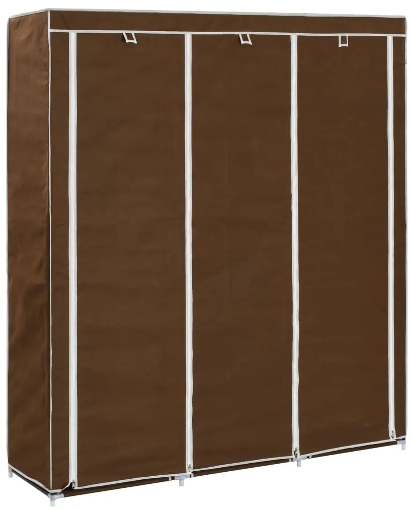 Roupeiro compartimentos e varões 150x45x175cm tecido castanho