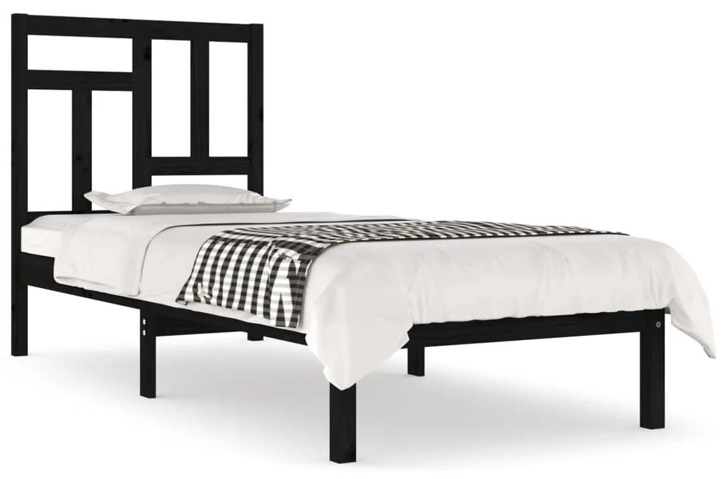 Estrutura cama de solteiro 90x190 cm pinho maciço preto