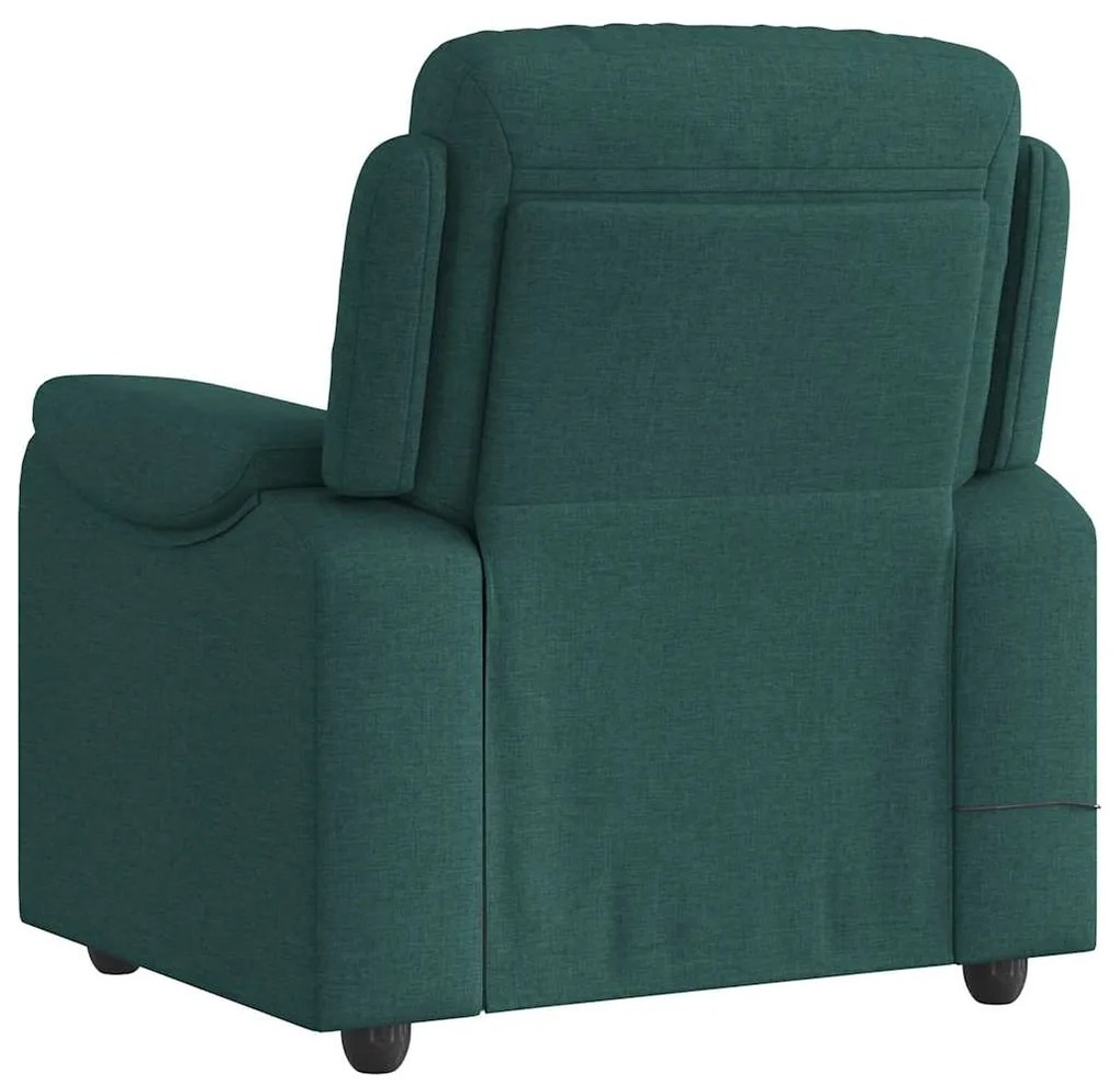 Poltrona de massagens reclinável tecido verde-escuro