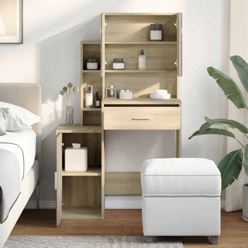 Toucador com armário 80x35x132 cm cor carvalho sonoma
