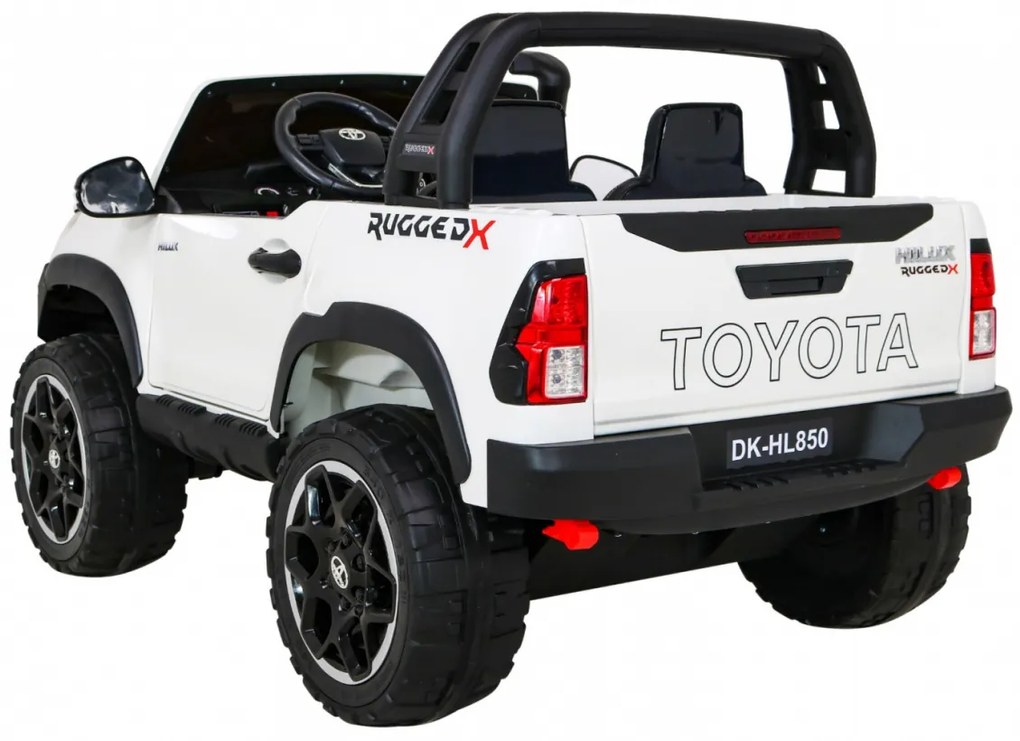 Carro elétrico para Crianças Toyota Hilux 12V, 4x4 Rodas Espuma EVA, Assento couro ecológico Branca