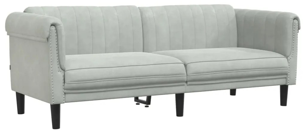2 pcs conjunto de sofás veludo cinzento-claro
