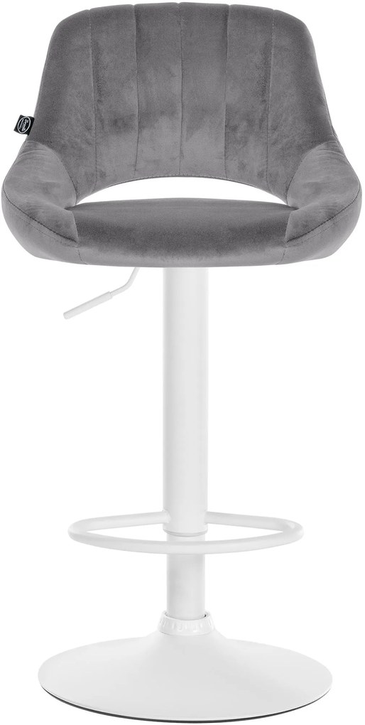 Banco alto Milet em veludo com estrutura branca 85-106 x 47 x 48 cm Cinzento