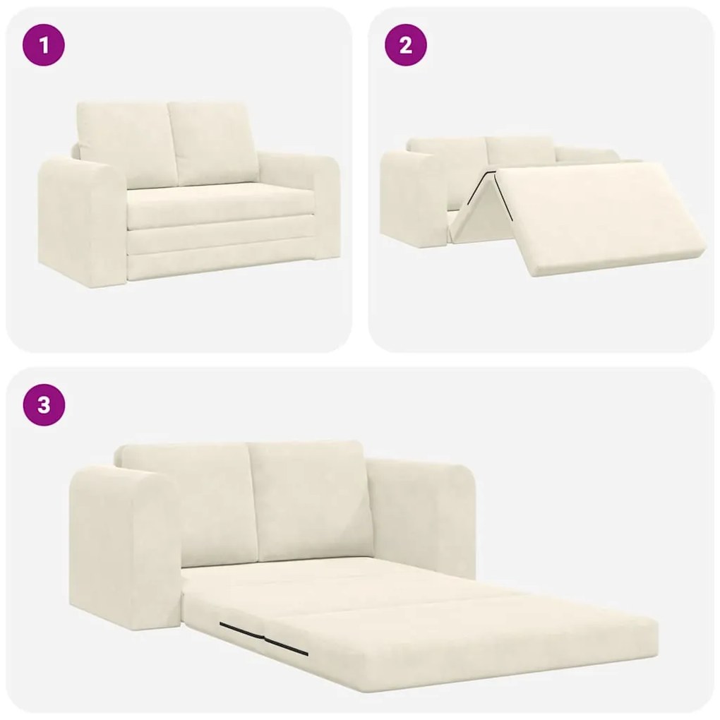 Sofá-Cama 2 em 1 Creme 148x71x83 cm Veludo