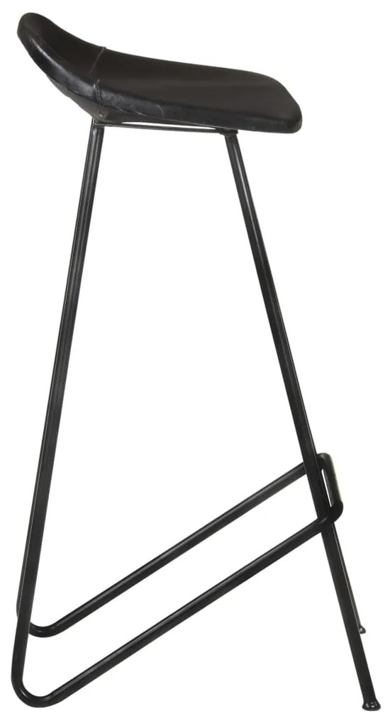 Bancos de bar 4 pcs couro genuíno preto