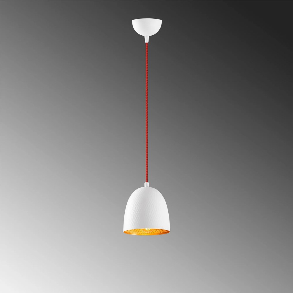 Candeeiro Chandelier Tattoo – Branco/Vermelho – 16 x 16 cm