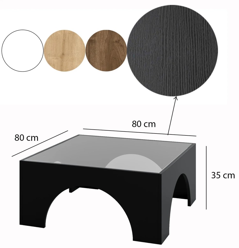 Mesa de Café Seine - Preto Transparente - 80x35x80 cm