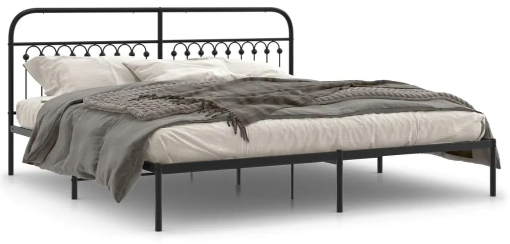 Estrutura de cama com cabeceira 200x200 cm metal preto