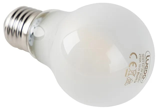 Conjunto de 5 Lâmpadas LED Filamento E27 Vidro Fosco A60 2W 180lm 2700K