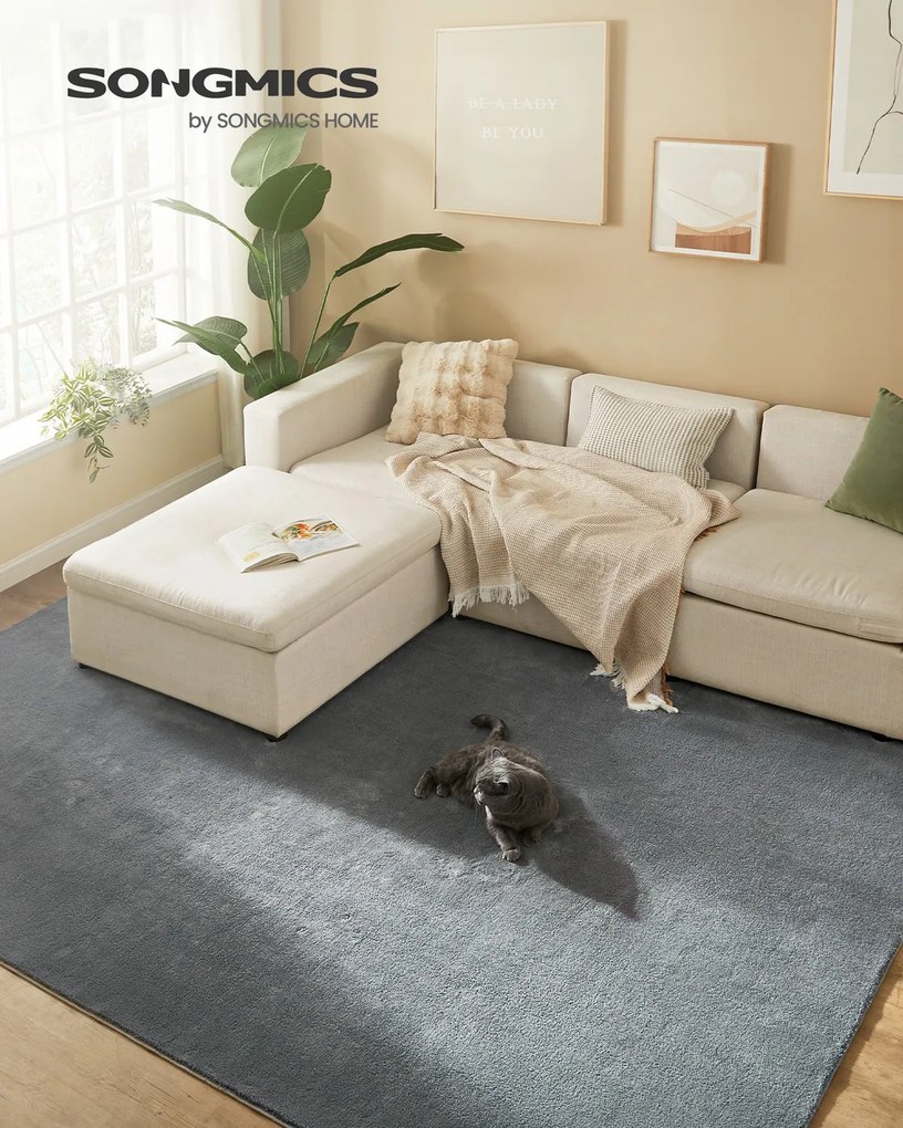 Tapete para sala de estar antiderrapante 200 x 290 cm cinzento