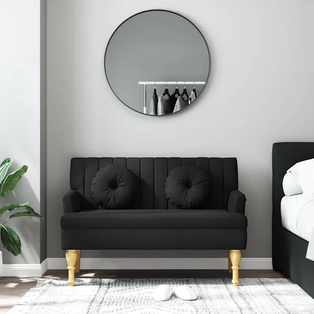 Banco c/ almofadões 113x64,5x75,5 cm tecido preto