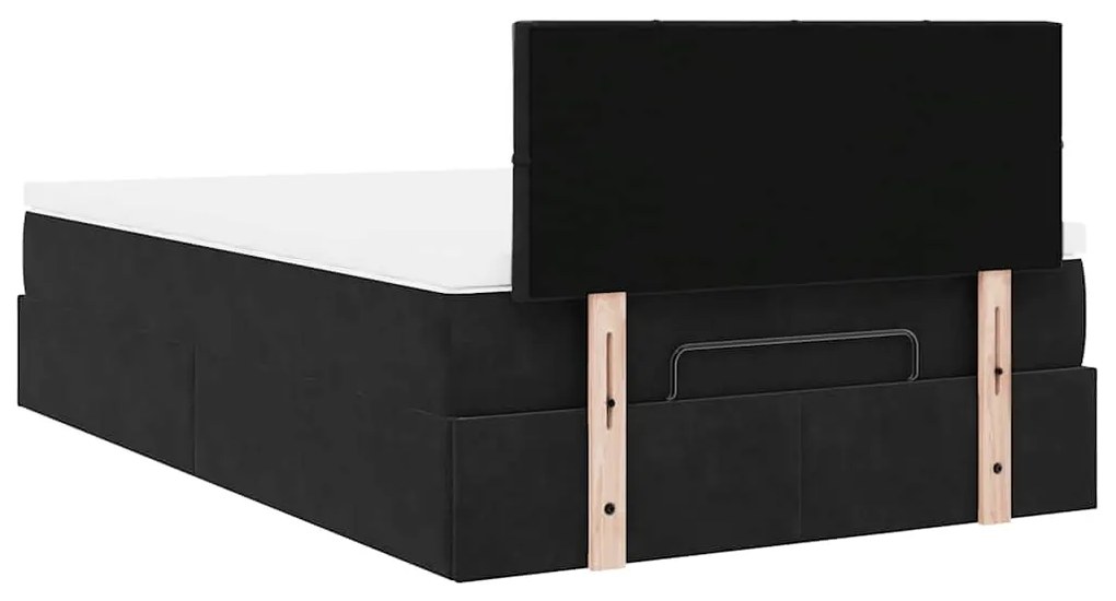 Estrutura de cama otomana com colchão 120x200 cm veludo preto