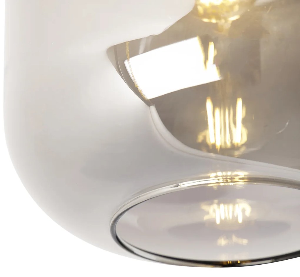LED Candeeiro de teto inteligente preto com dourado e vidro fumê incl. Wifi A60 - Zuzanna Design