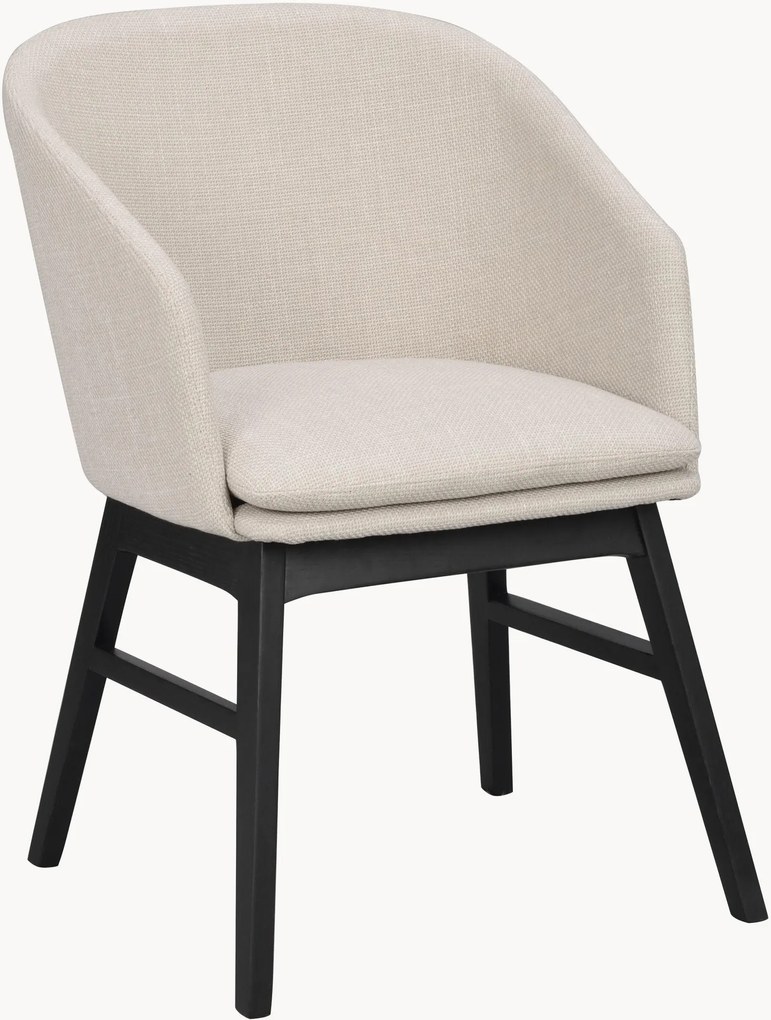 Cadeiras de jantar estofadas com pernas em madeira de carvalho Windham, conjunto de 2