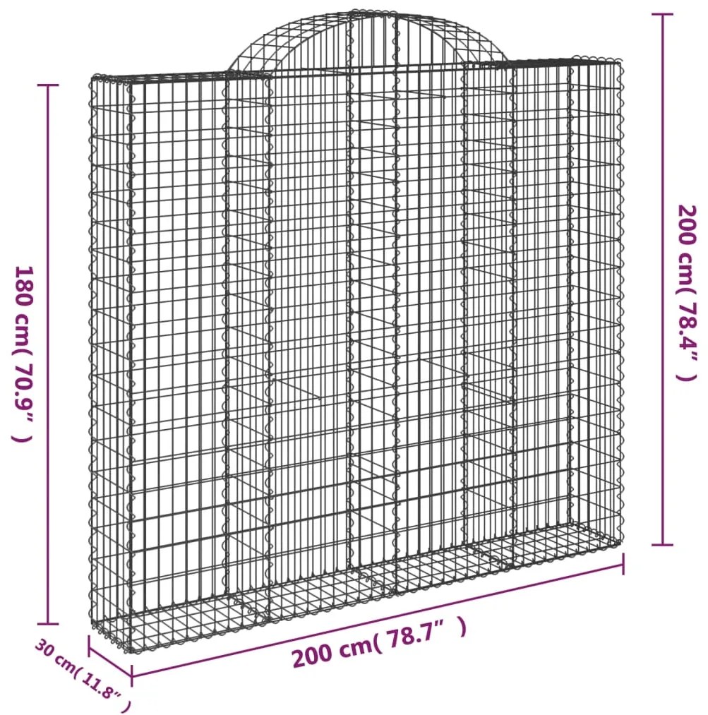 Cestos gabião arqueados 3pcs 200x30x180/200cm ferro galvanizado