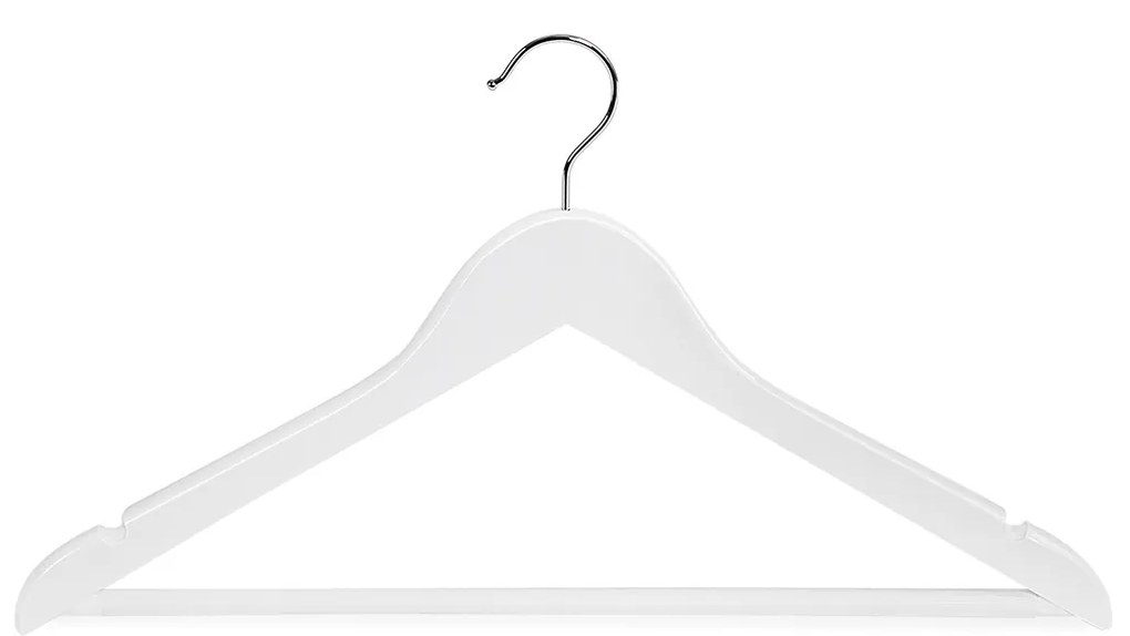 Conjunto de 50 cabides de madeira 44,5 x 23 cm branco + prateado