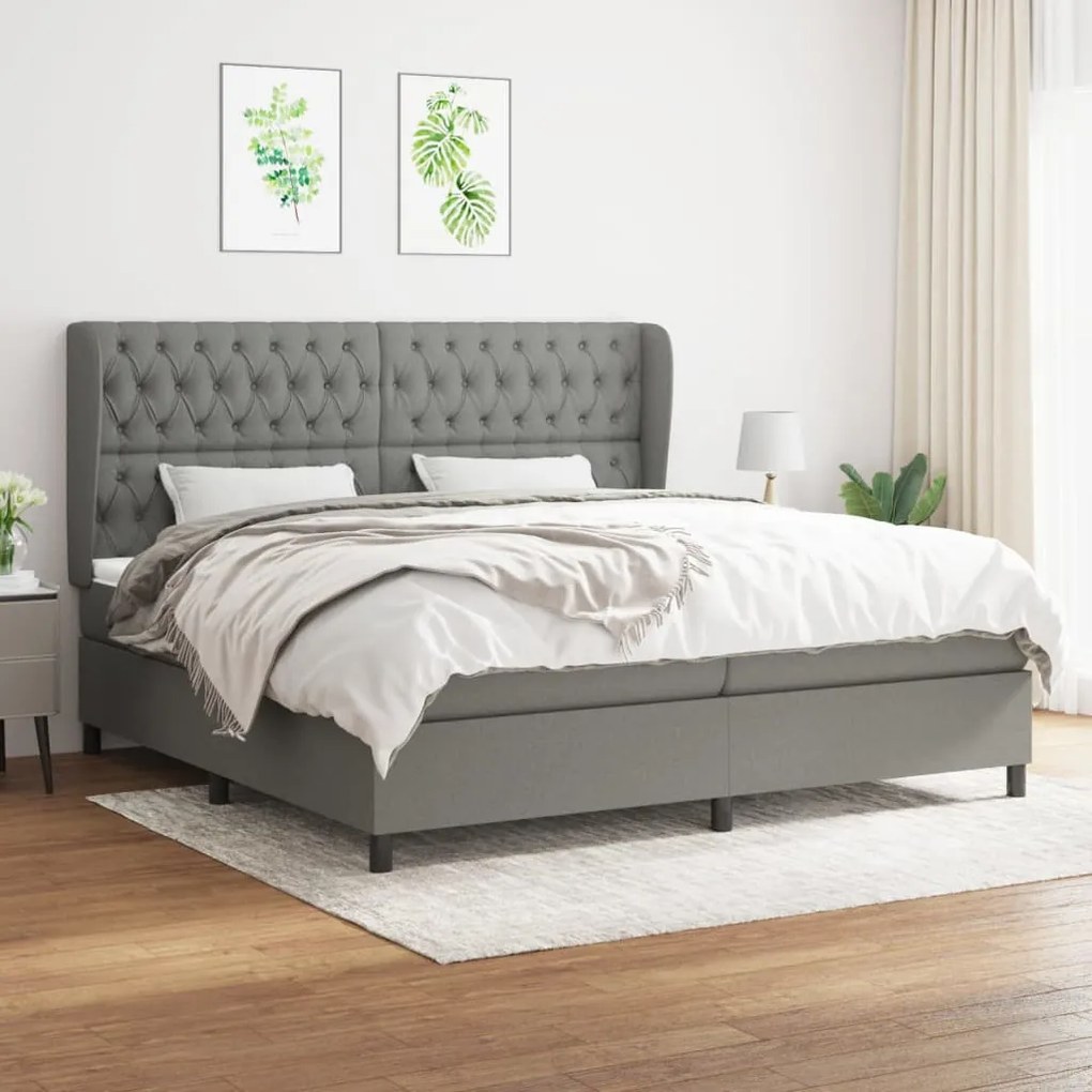 vidaXL Cama com molas/colchão 200x200 cm tecido cinzento-escuro