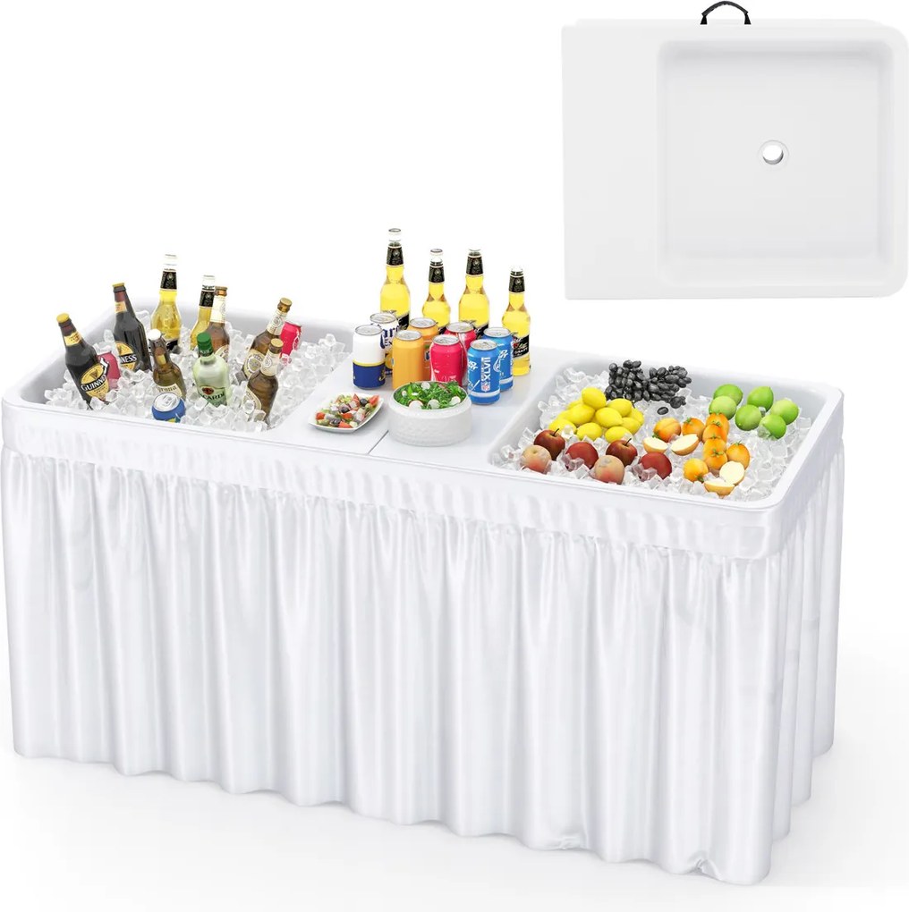 Mesa refrigeradora com gelo dobrável com 151 cm  para exteriores para campismo festas, eventos Branca