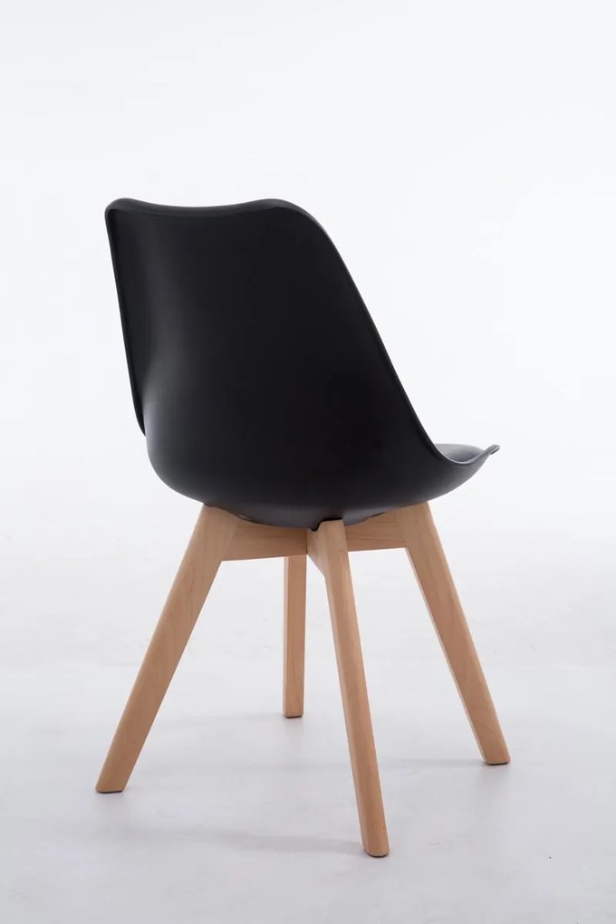 Cadeira de cozinha e sala de jantar Borneo V2 em couro sintético com estrutura em Cor Natural 48 x 84 x 41,5 cm Preto