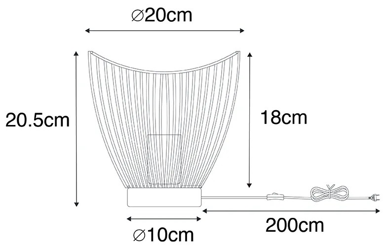 Candeeiro de mesa moderno preto 20cm - PUA Design,Moderno