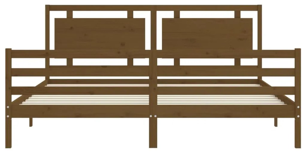 Estrutura cama c/ cabeceira 200x200cm maciço castanho-mel