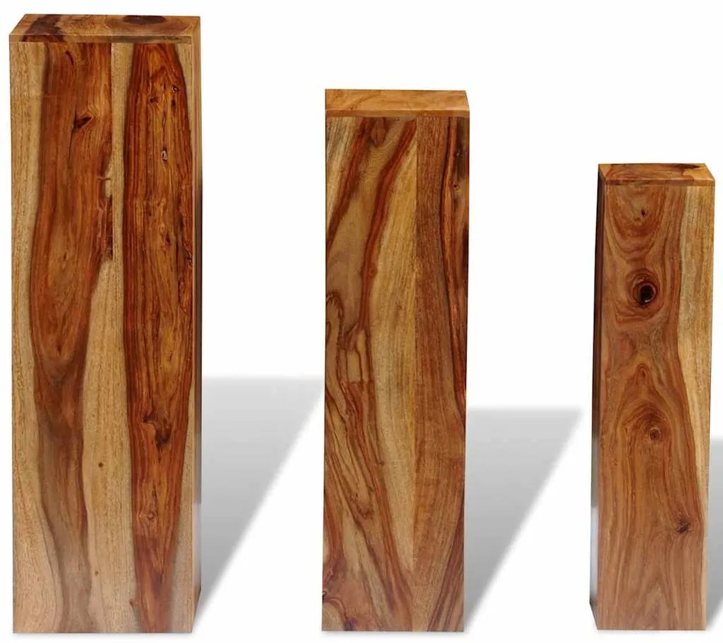 Suportes para plantas 3 pcs madeira de acácia maciça castanho