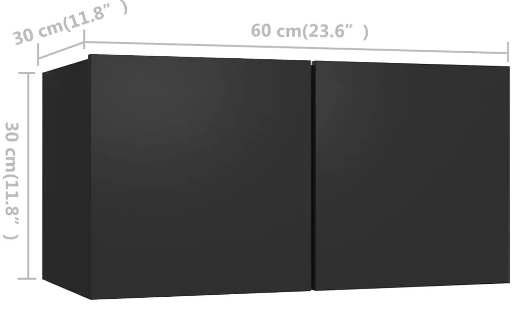 3 pcs conjunto de móveis de TV derivados de madeira preto