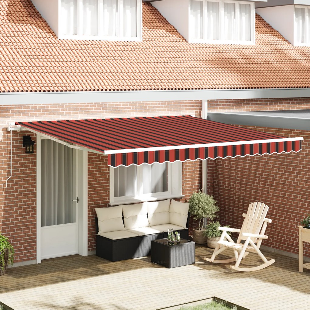 vidaXL Toldo Retrátil Manual Laranja e Marron 400x300 cm