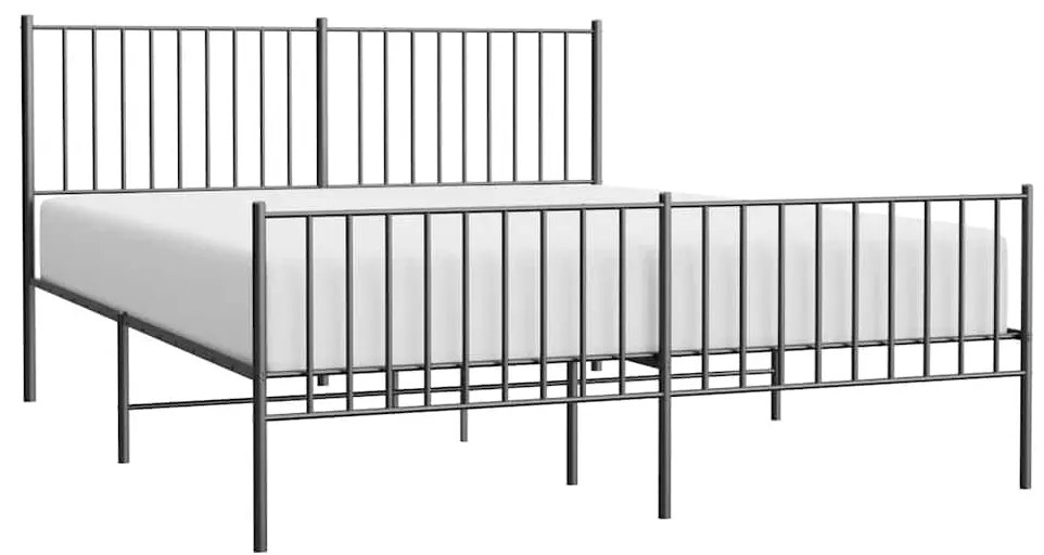 Estrutura de cama com cabeceira e pés 150x200 cm metal preto