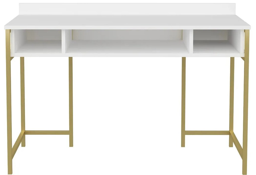 Secretária de Estudo Alma - Dourado e Branco - 120x60x74,8 cm