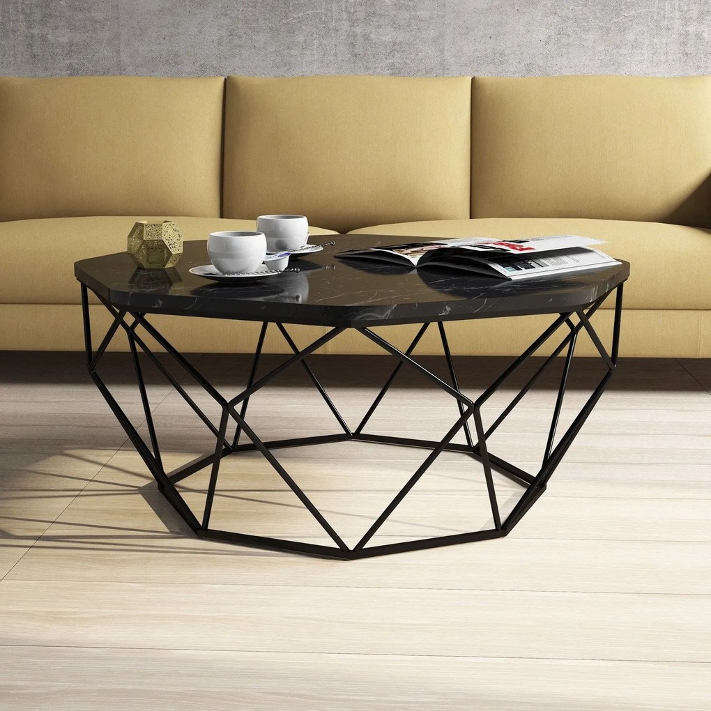 Mesa de Centro Diamond – Preto – 90x38x90 cm