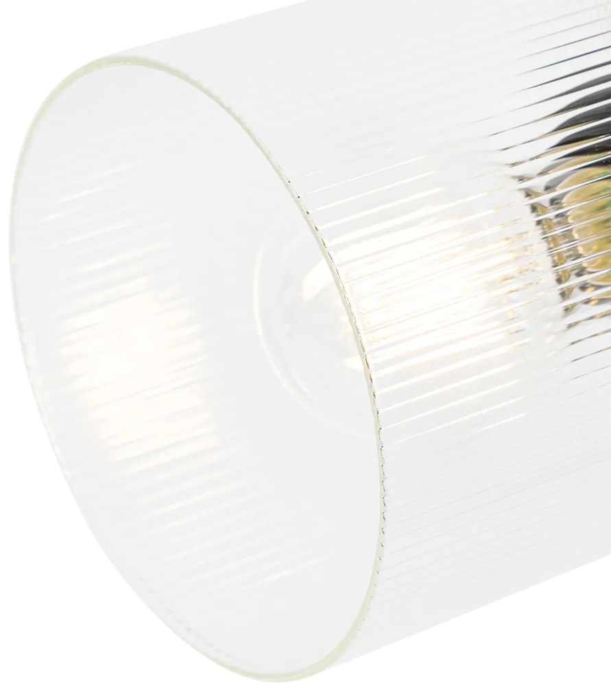 Candeeiro de teto spot dourado com vidro 4 luzes ajustáveis - Laura Art Deco