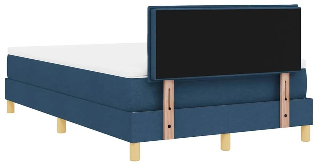 Cama Box Spring com Colchão &amp; LED Azul 120x200 cm Tecido