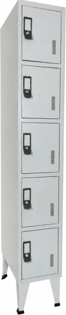 Cacifo Metálico Simples 5 Compartimentos Cinza 1900×300×500 mm com Chave - Standard