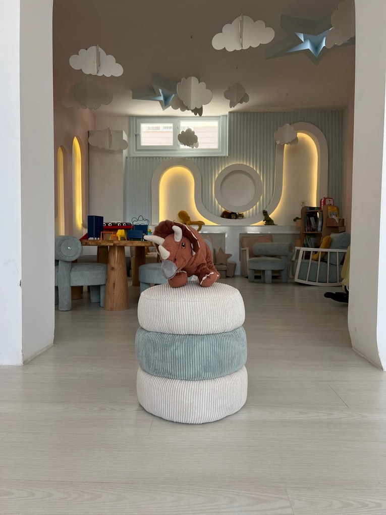 Pouffe Miniboum – Azul e Branco – 32x32x36 cm