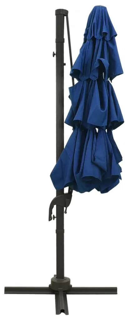 Guarda-sol jardim 4 camadas c/ poste alumínio 3x3 m azul-ciano