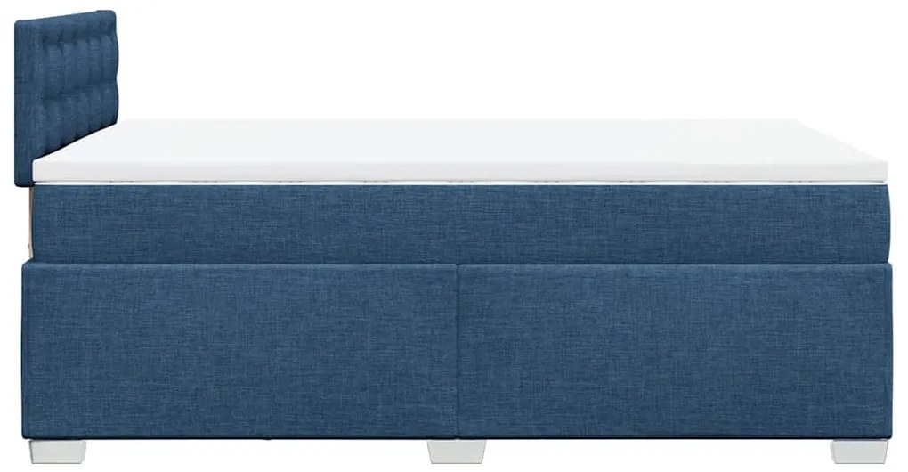 Cama boxspring com colchão 120x190 cm tecido azul
