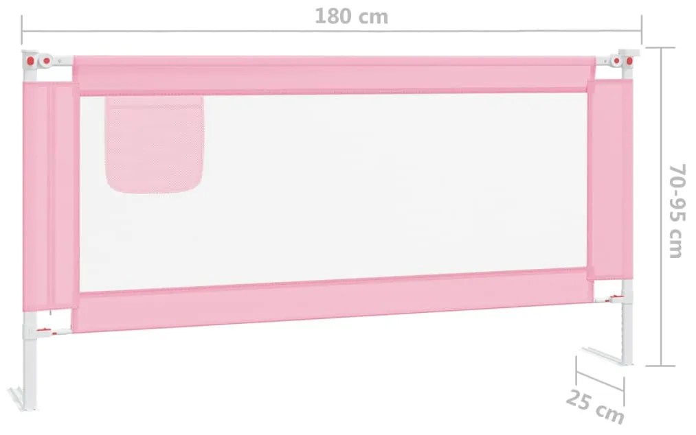 Barra de segurança p/ cama infantil tecido 180x25 cm rosa