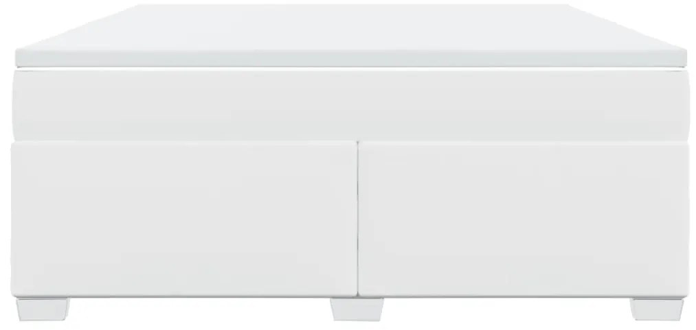 Cama com molas/colchão 180x200 cm couro artificial branco