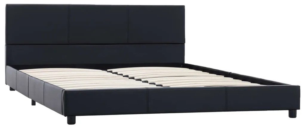 Estrutura de cama 160x200 cm couro artificial preto