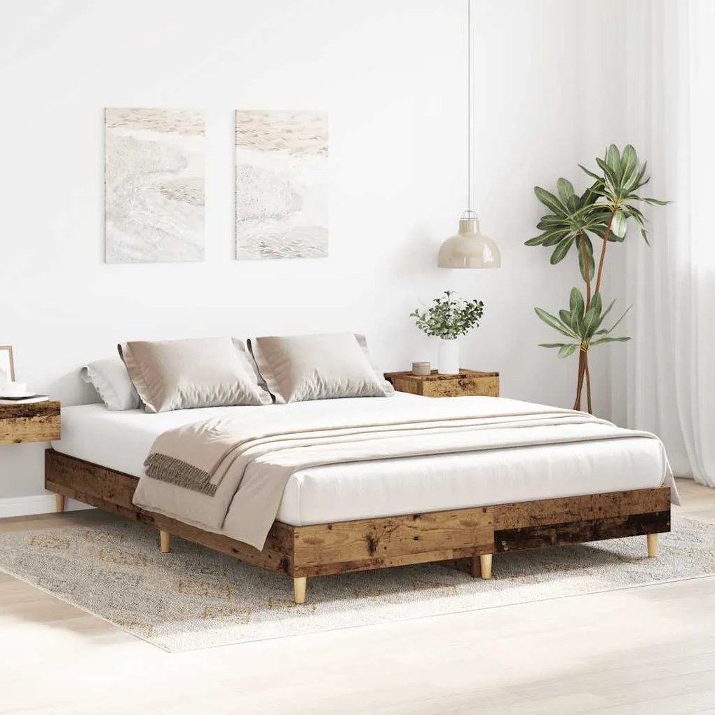 Estrutura de cama sem colchão 150x200 cm madeira velha