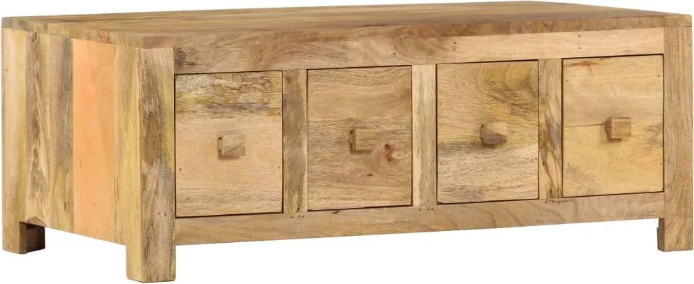 vidaXL Mesa de centro c/ 4 gavetas 90x50x35cm madeira mangueira maciça