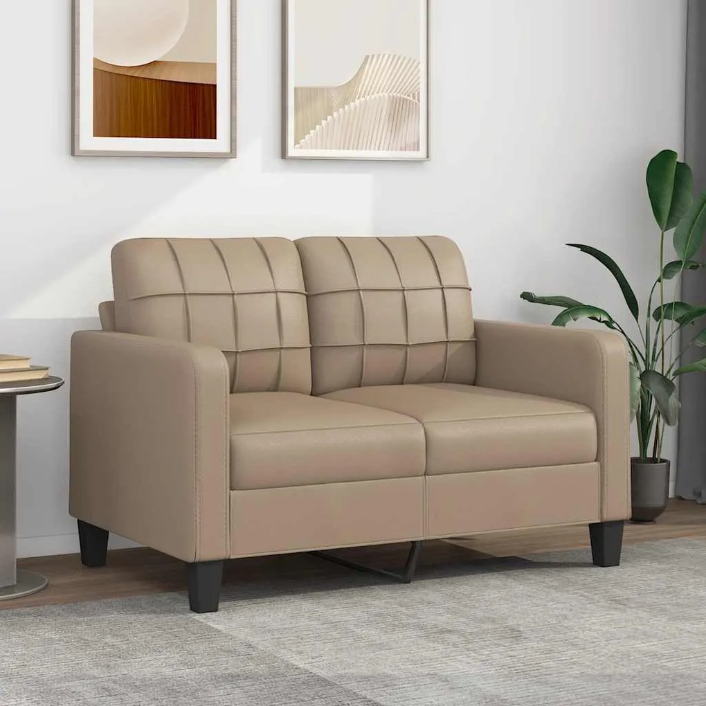 Sofá de 2 lugares 120 cm couro artificial cor cappuccino
