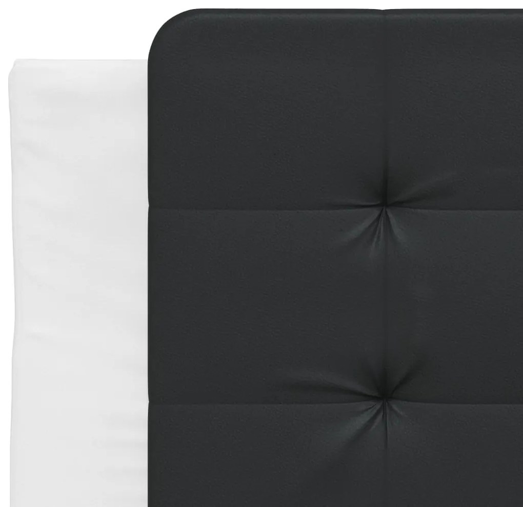 Cama com colchão 90x200 cm couro artificial branco e preto