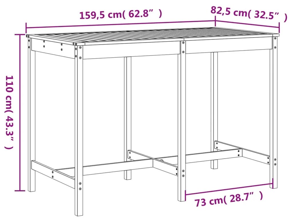 7 pcs conjunto de bar para jardim madeira de douglas maciça