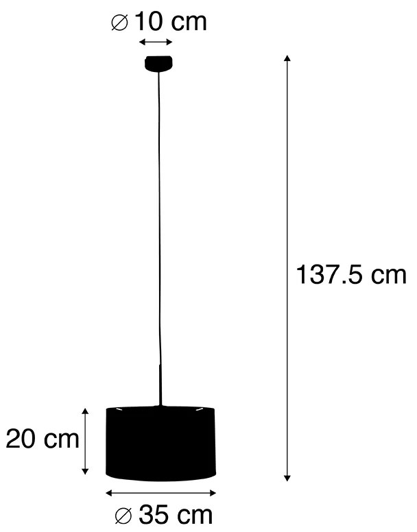 Candeeiro suspenso moderno preto abajur amarela 35cm - COMBI Moderno