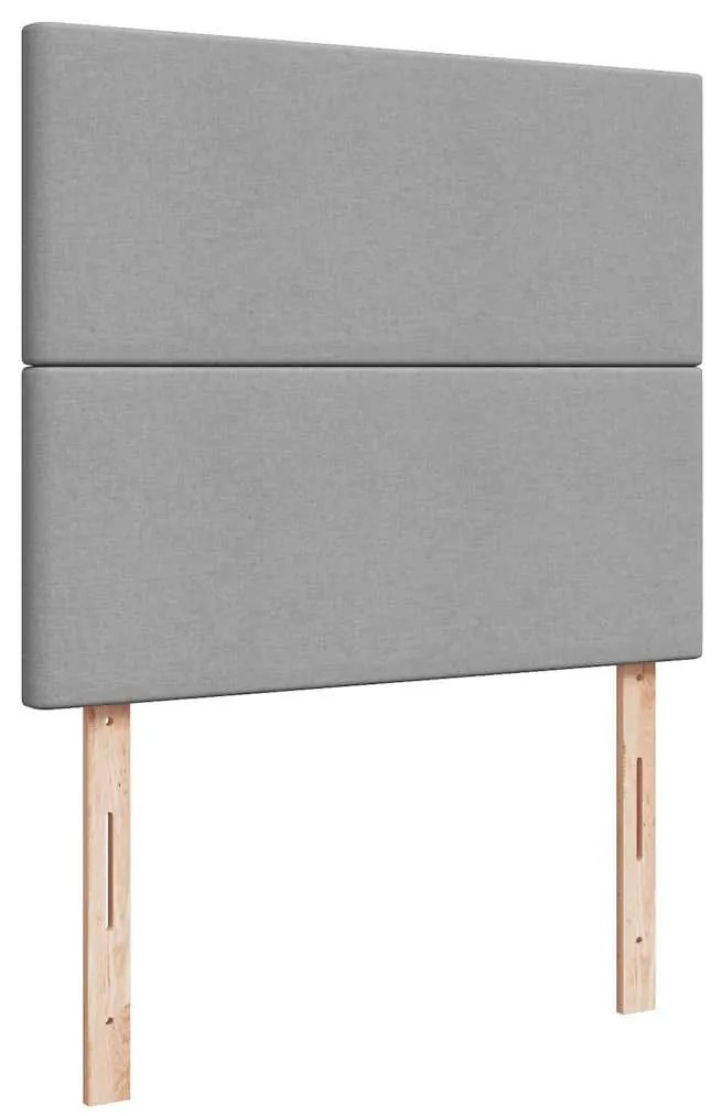 Cama boxspring com colchão 120x190 cm tecido cinzento-claro