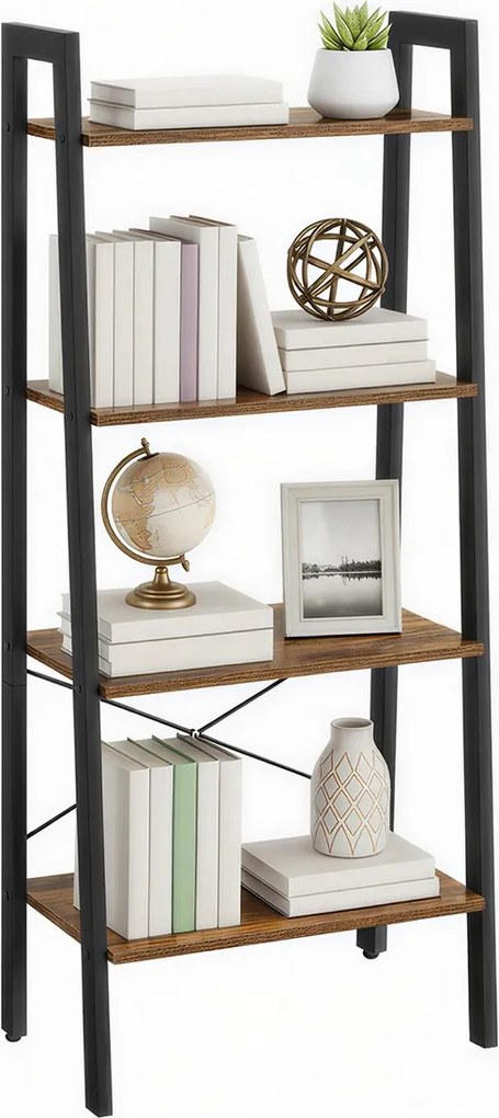 Estante com 4 prateleiras moderna 34,5 x 56 x 137,5 cm castanho vintage-preto