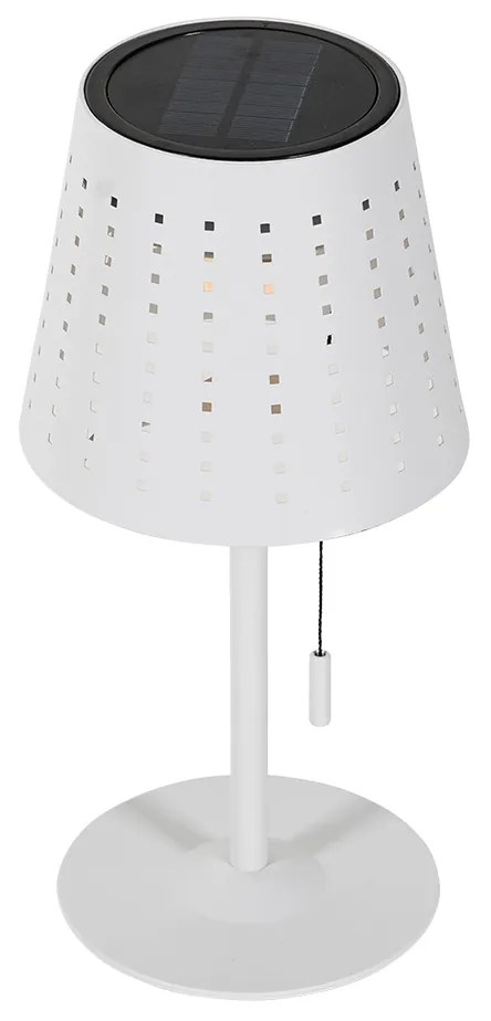 Candeeiro de mesa exterior branco com LED recarregável e solar com 3 níveis de luminosidade - Ferre