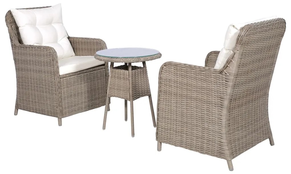 Conjunto bistrô com almofadões e almofadas 3 pcs vime castanho